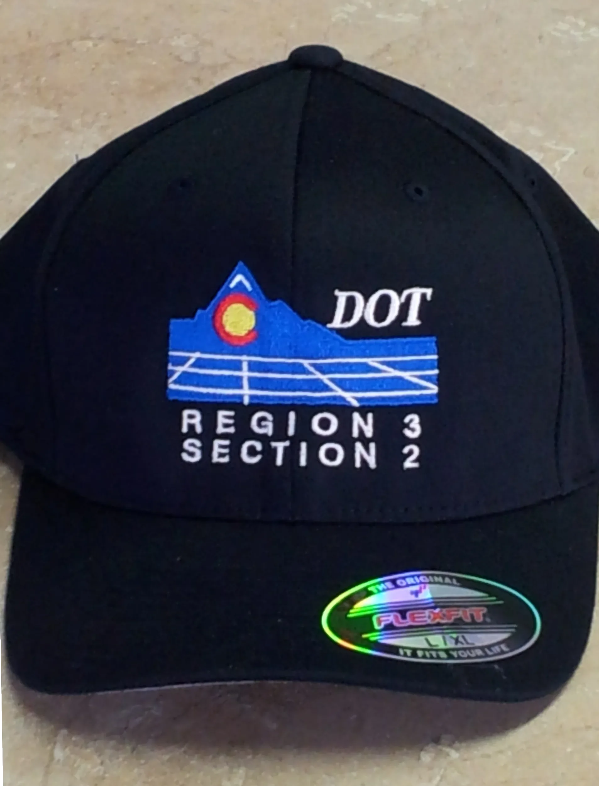 Official CDOT department cap custom hand digitized embroidery.
