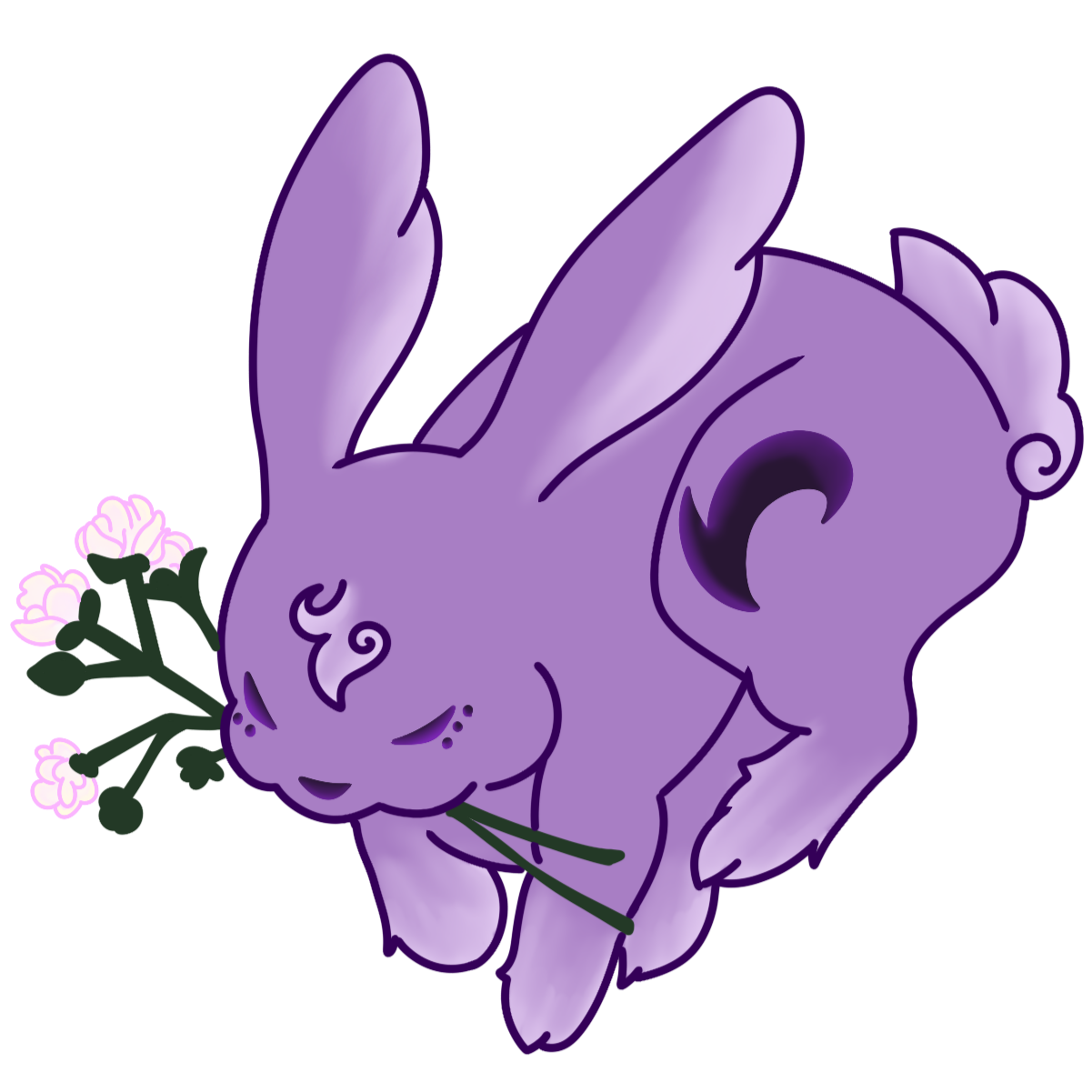 rabbit holding flowers in its mouth