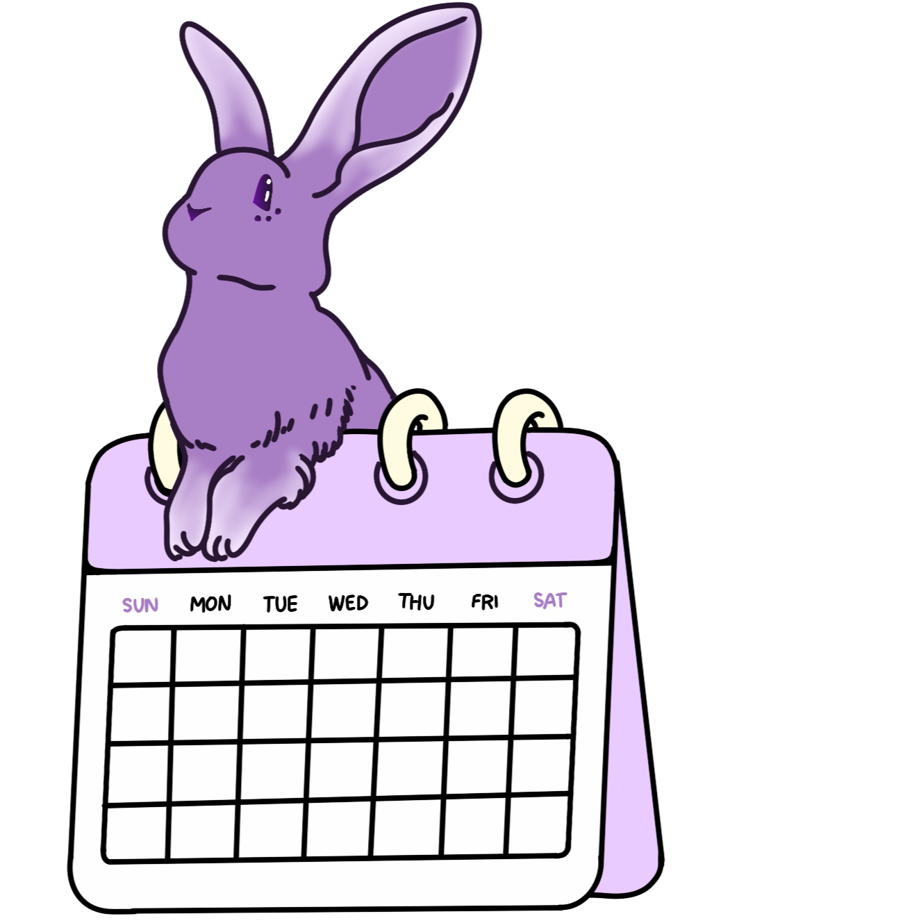 rabbit resting on a calendar
