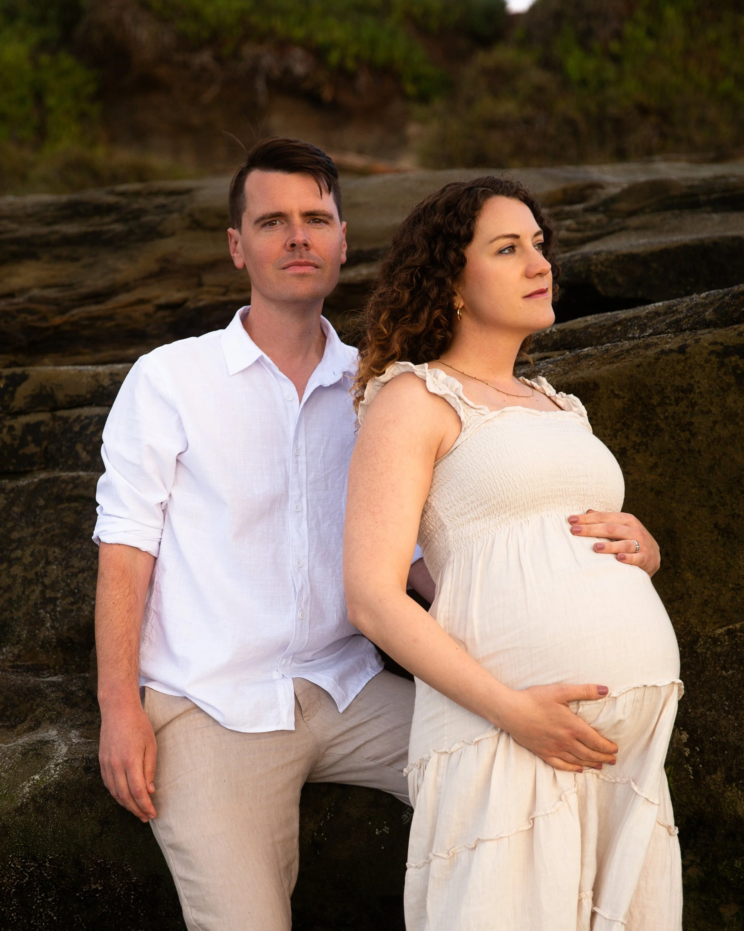 Sunset pregnancy announcement photos at Windansea Beach, San Diego maternity photography