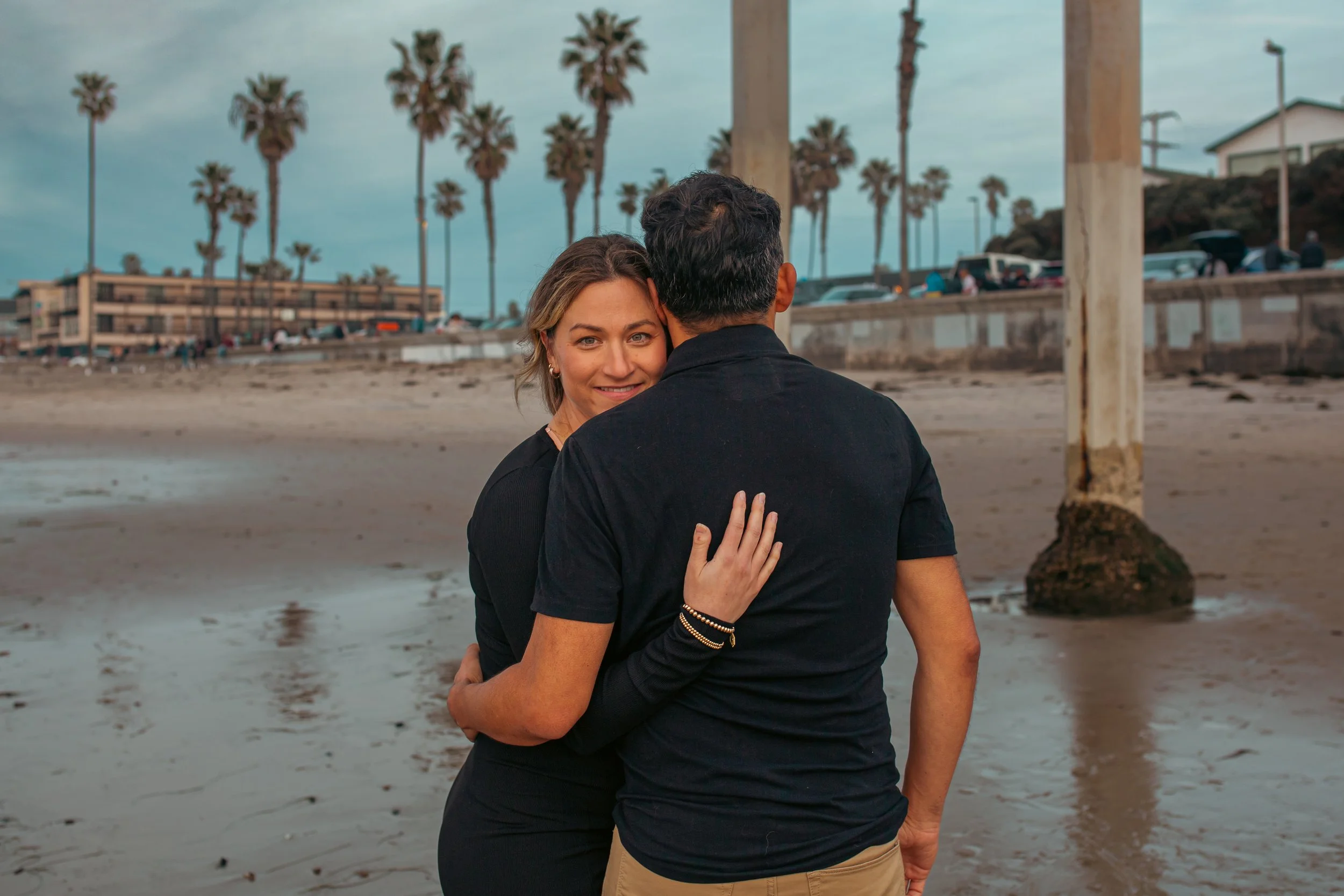Maternity portrait at blue hour in Ocean Beach, moody San Diego portrait & couple photography