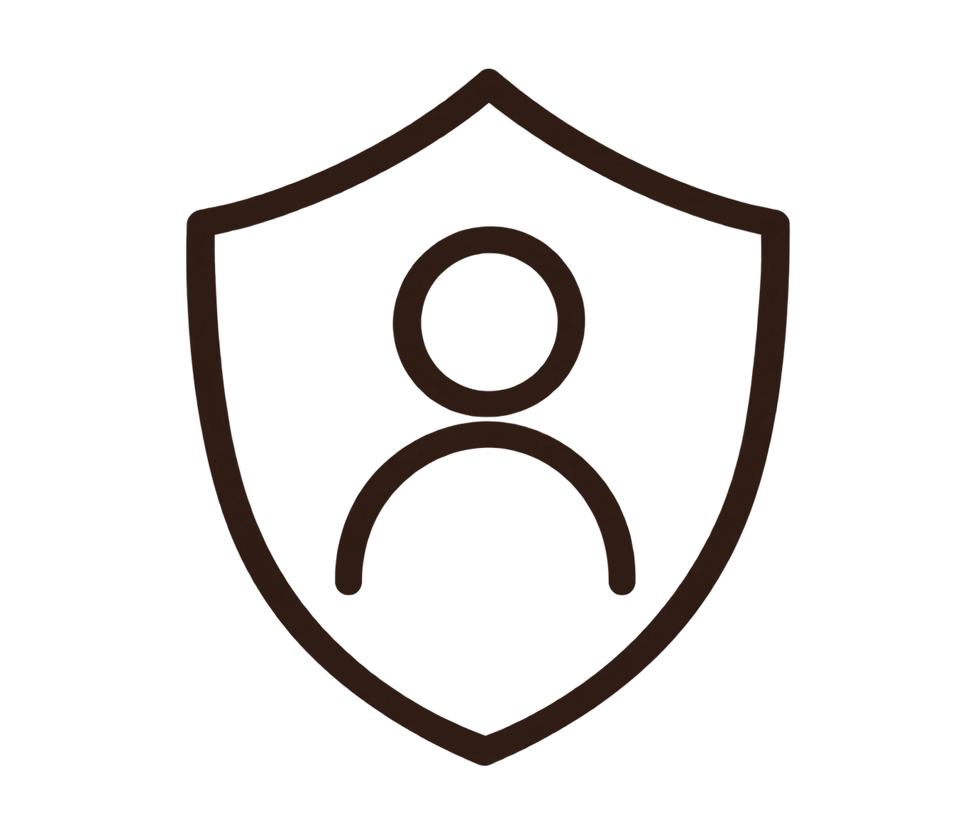 Outline of a shield with a speaker icon inside it.