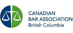 Canadian Bar Association British Columbia logo with scales of justice in blue and green