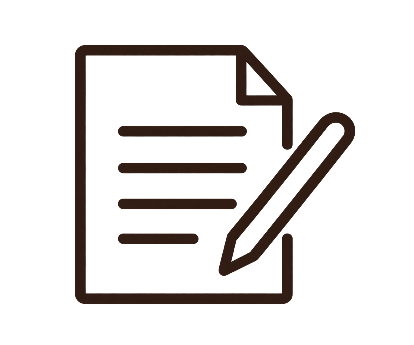 Line drawing of a notepad with a pen.