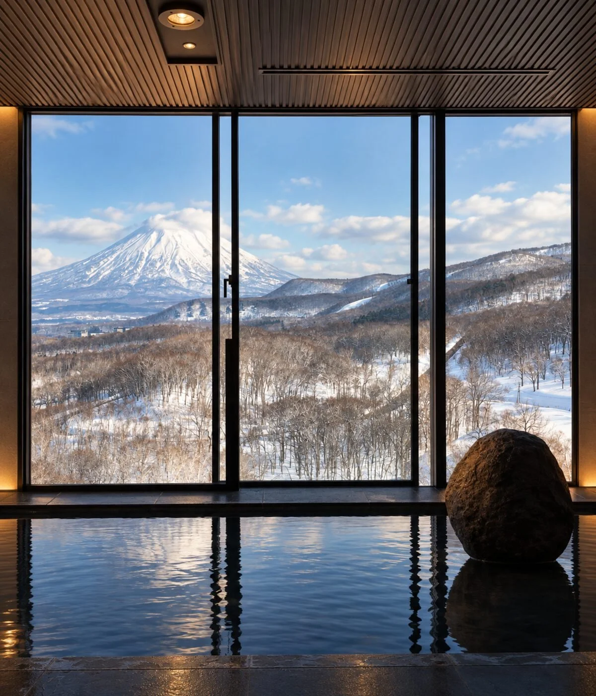Kaba Niseko, a private 31-site onsen villa estate near Hanazono with panoramic Hokkaido mountain views. Contact Off-Market Niseko for current availability.