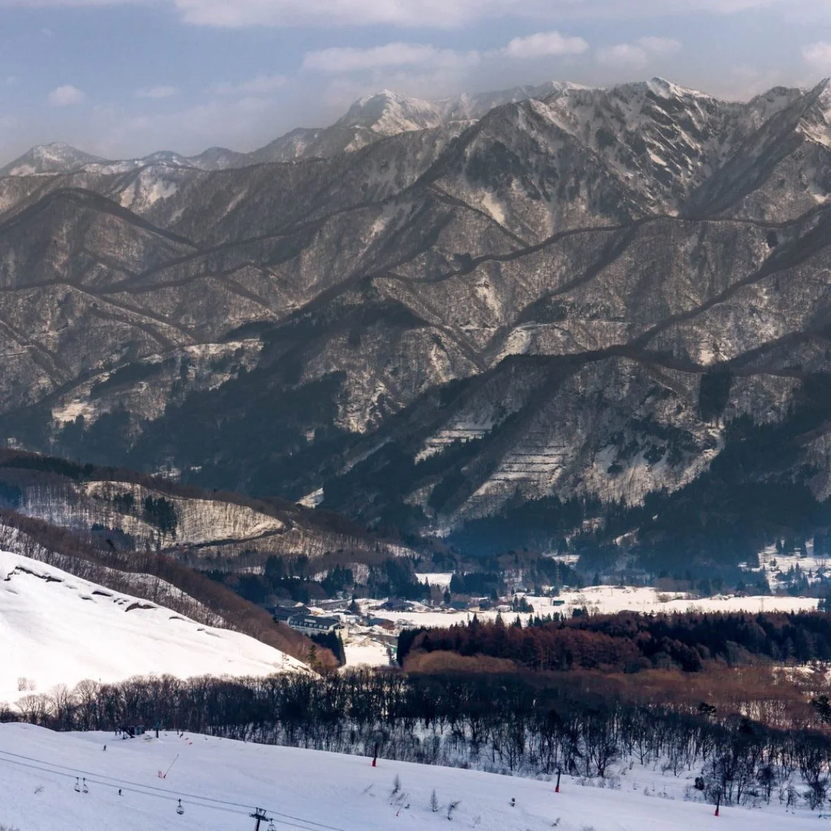 Hakuba Valley and the Japanese Alps in winter, Nagano, Japan