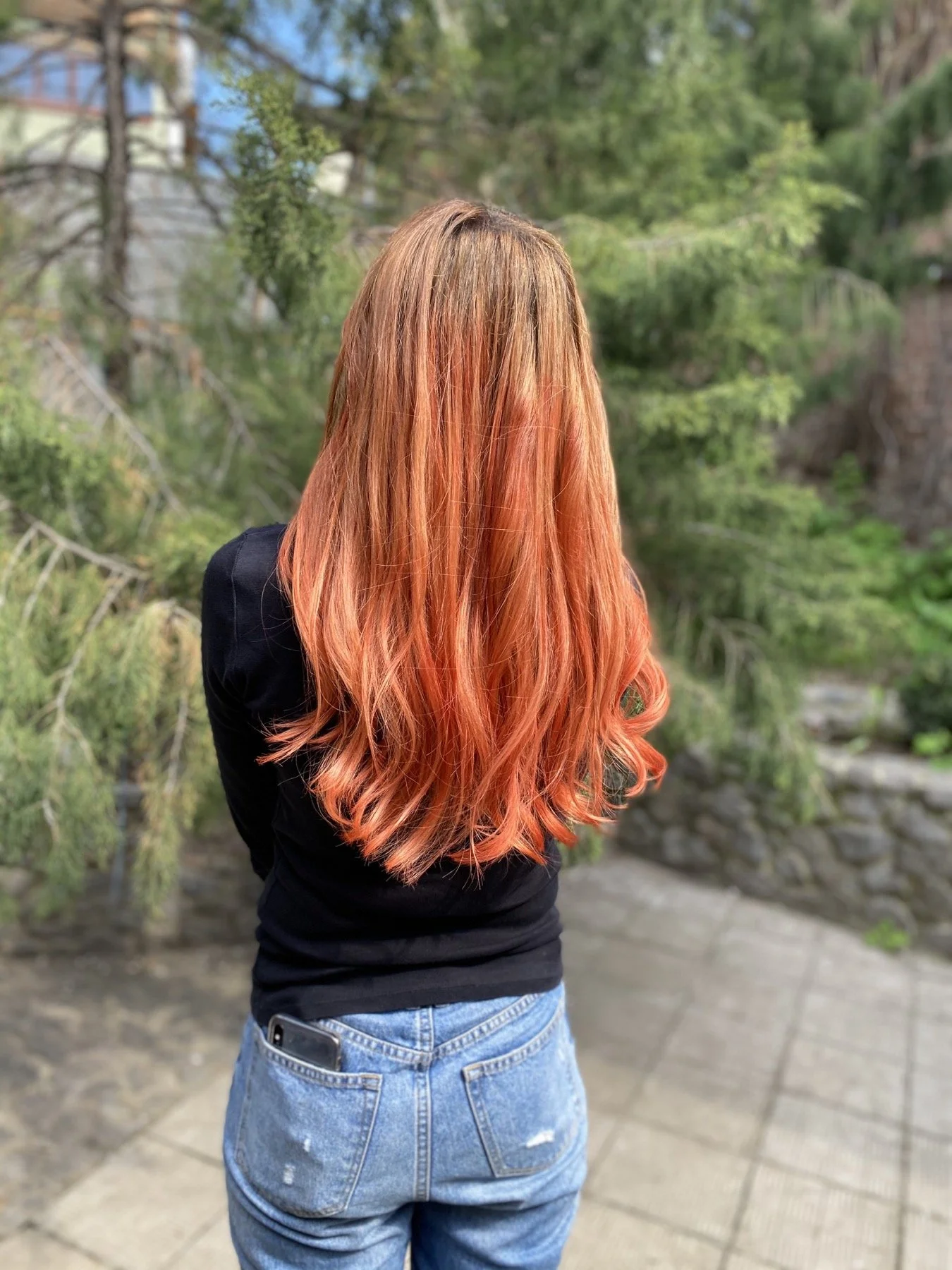 Long copper hair with soft waves by Anna Stalmakova