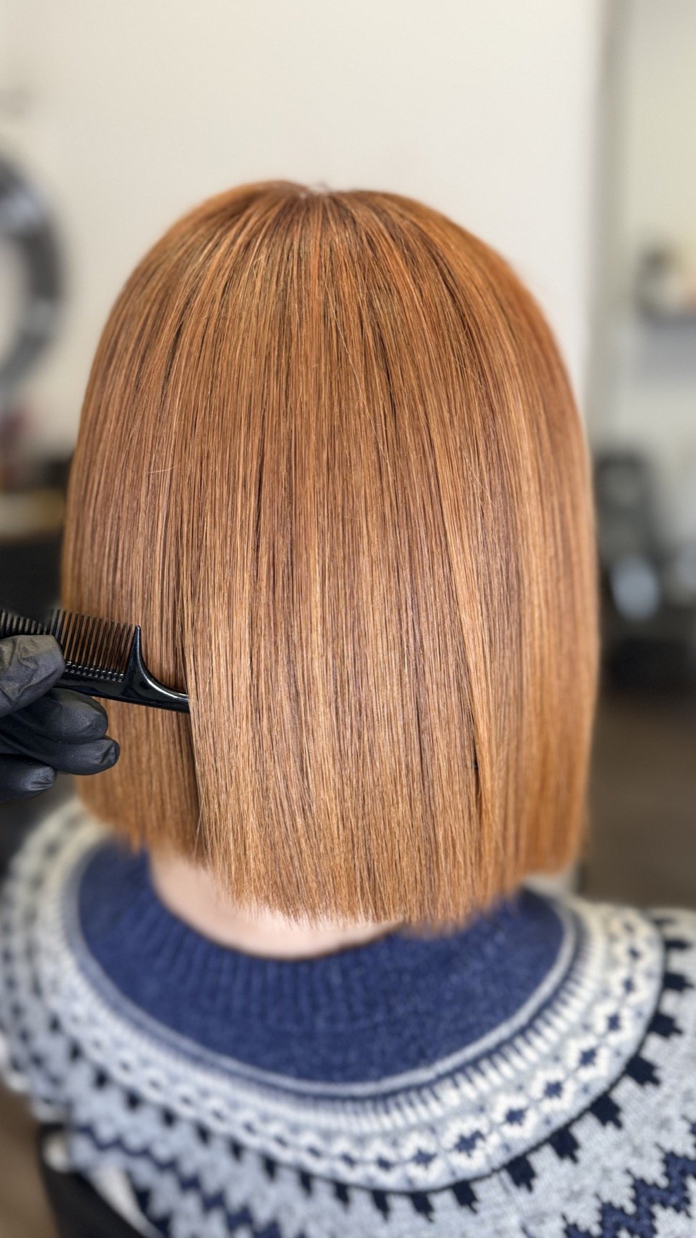 Glossy copper bob by Anna Stalmakova