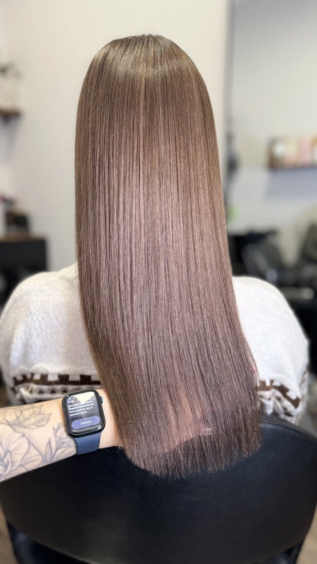 Smooth brunette color with warm undertones by Anna Stalmakova