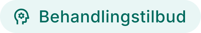 Tekst som sier "Behandlingstilbud" med ikon av et hode med tannhjul.
