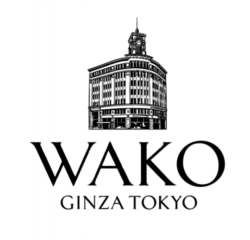 Logo for WAKO Ginza Tokyo with an illustration of a building.