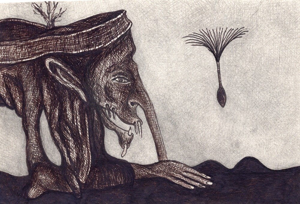 "Wander", 2018.
Pencil and ink pen in an A5 notebook.
Artist's collection.