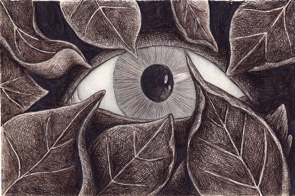 "Concealed vision", 2018.
Pencil and ink pen in an A5 notebook.
Artist's collection.