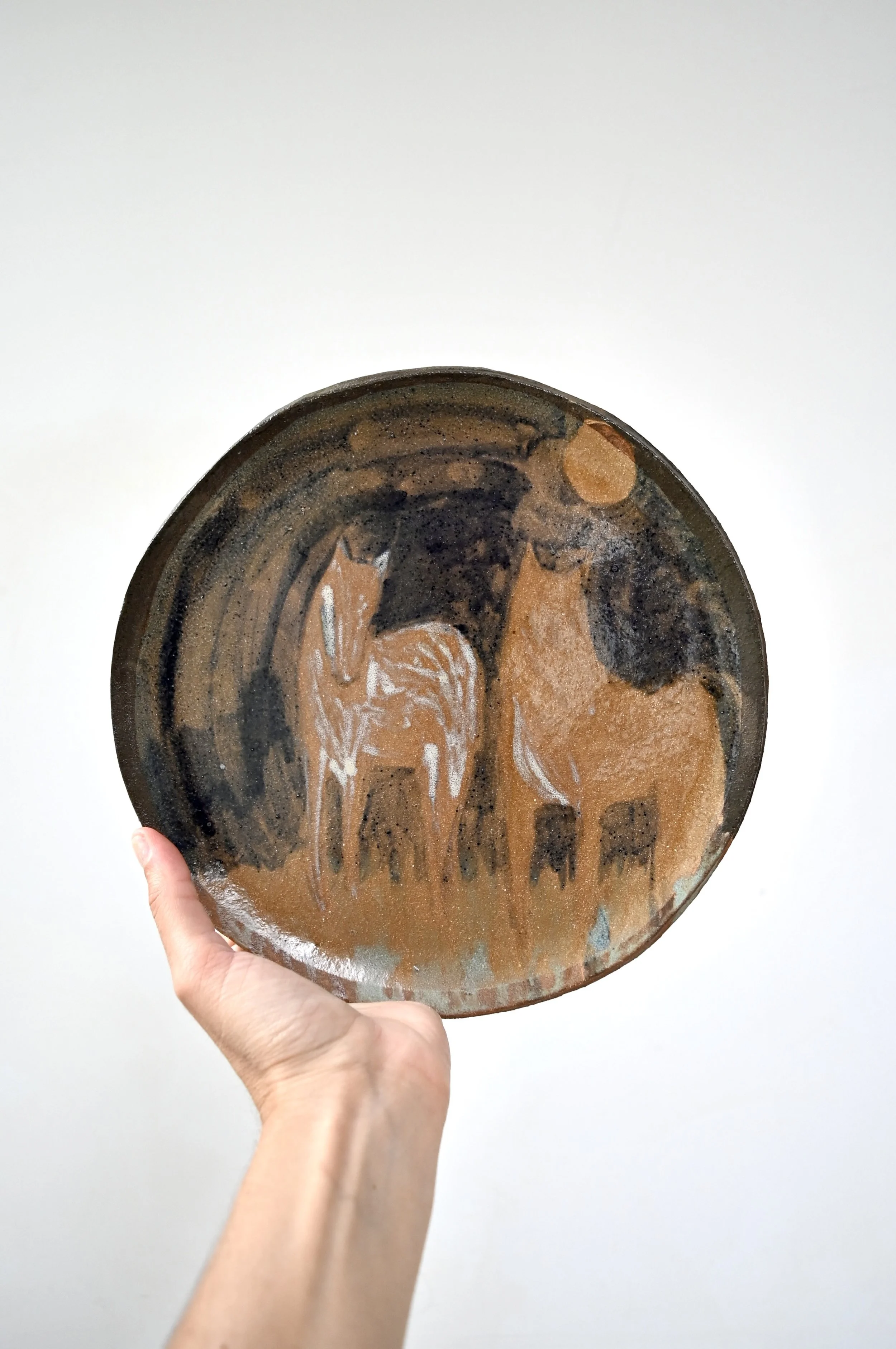 Assiette en grès D 24 cm - Chevaux 2
