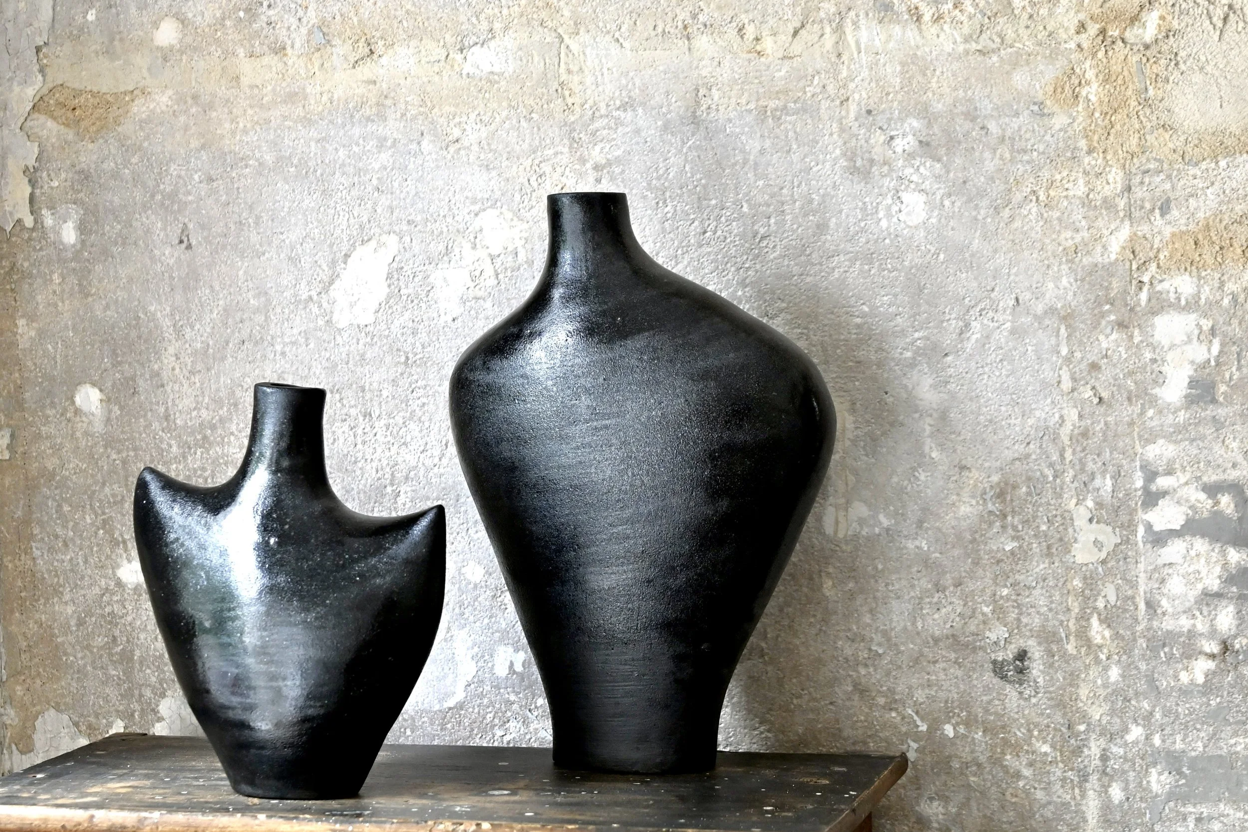 Vase Gilles en grès noir