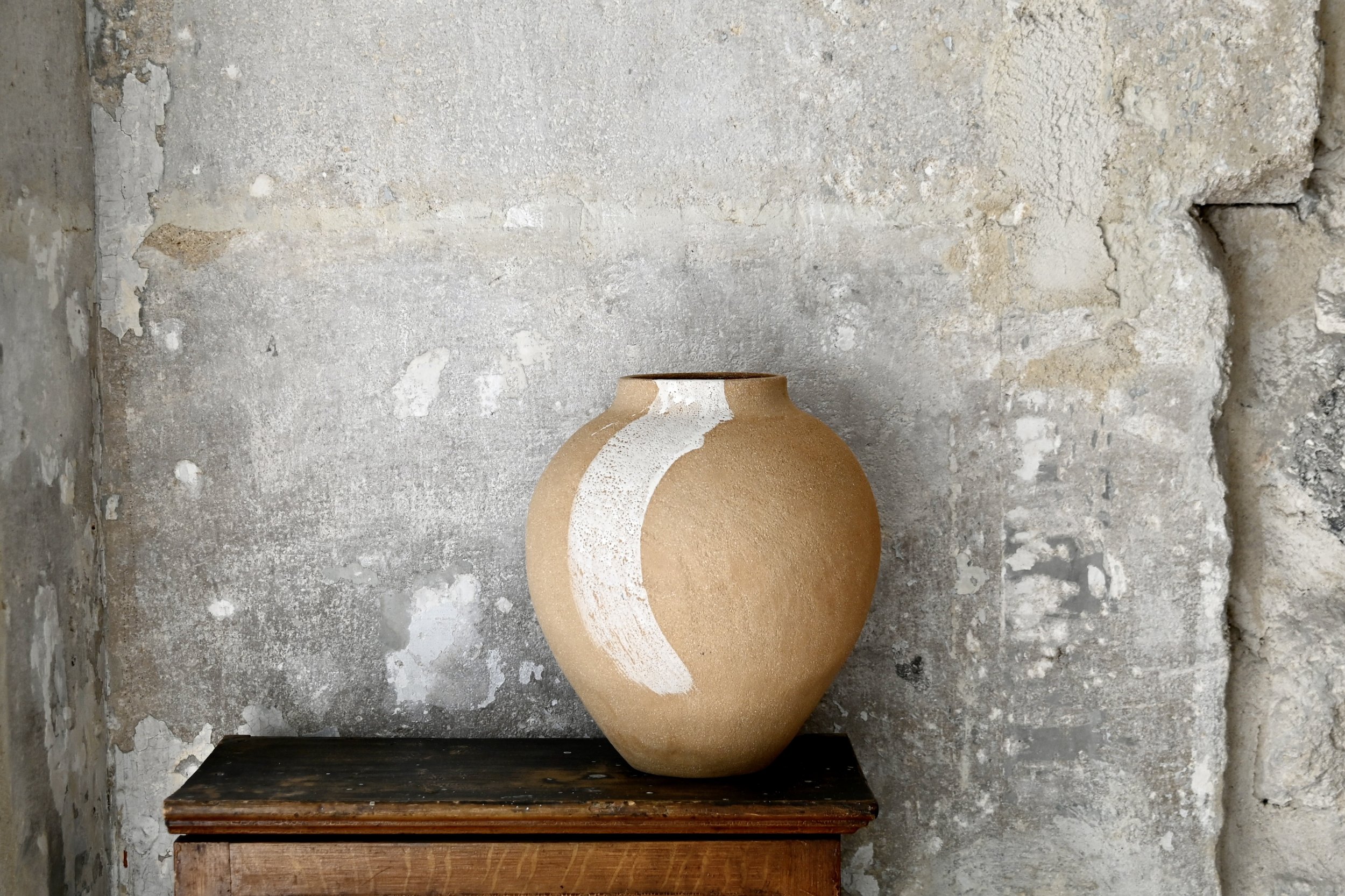 Vase MoonJar en grès roux