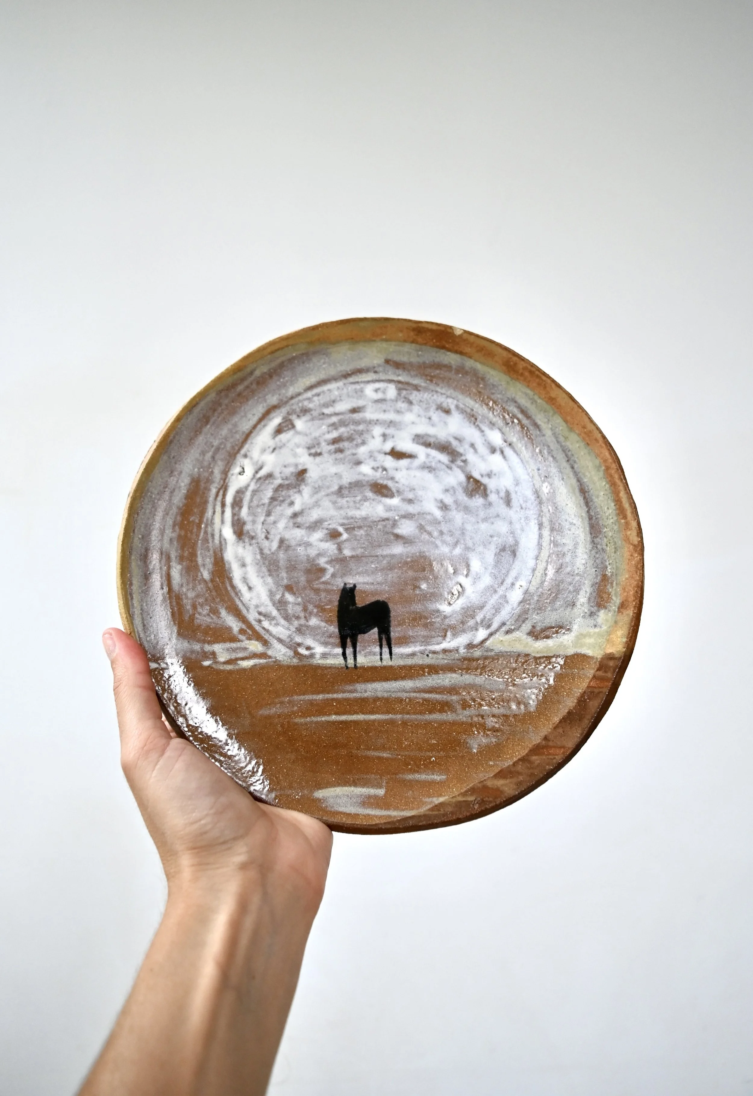 Assiette en grès D 24 cm - Chevaux 1