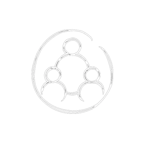 Icon of four people connected in a circle, representing teamwork or collaboration.