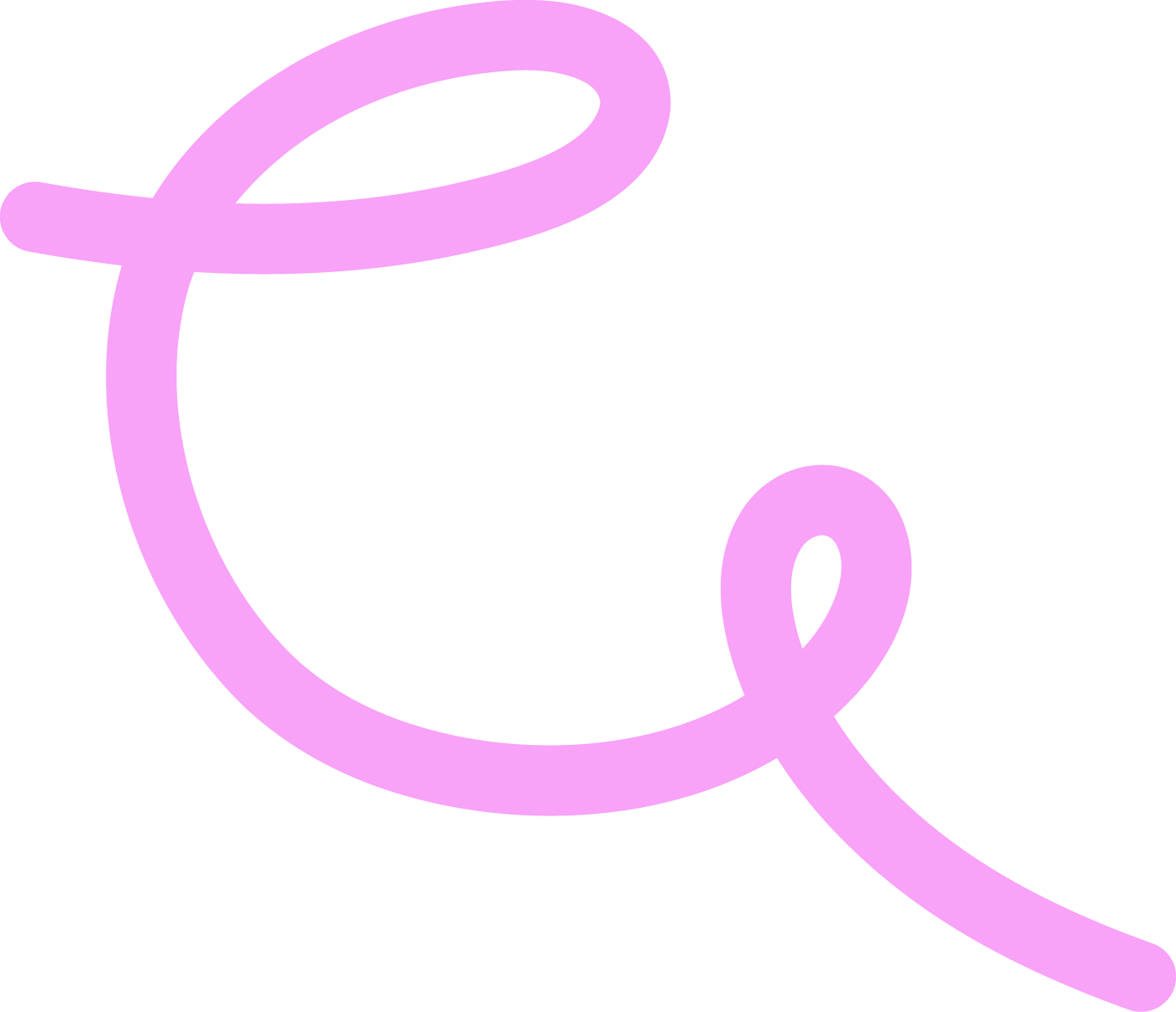 A stylized, large lavender letter 'Q' with a playful, curvy design.