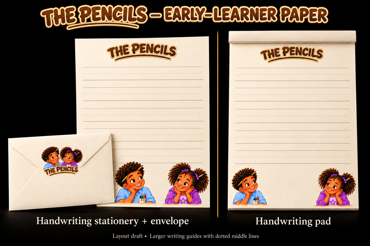 Early-learner handwriting stationery and writing pad
