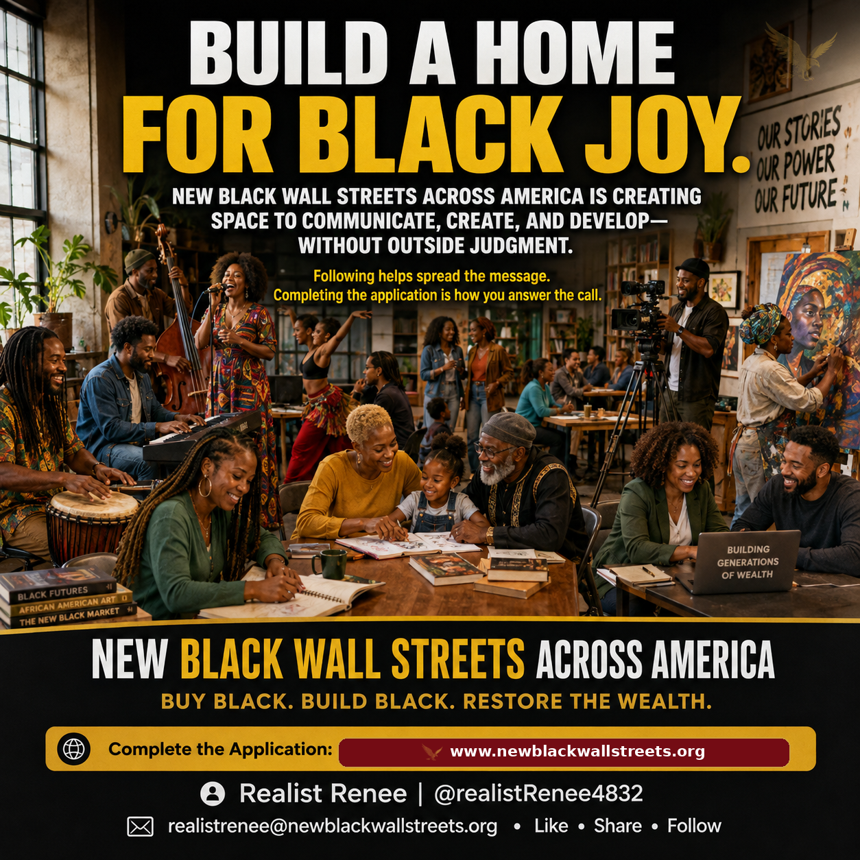 Black families, artists, musicians, creators, and community members building a welcoming home for Black joy.