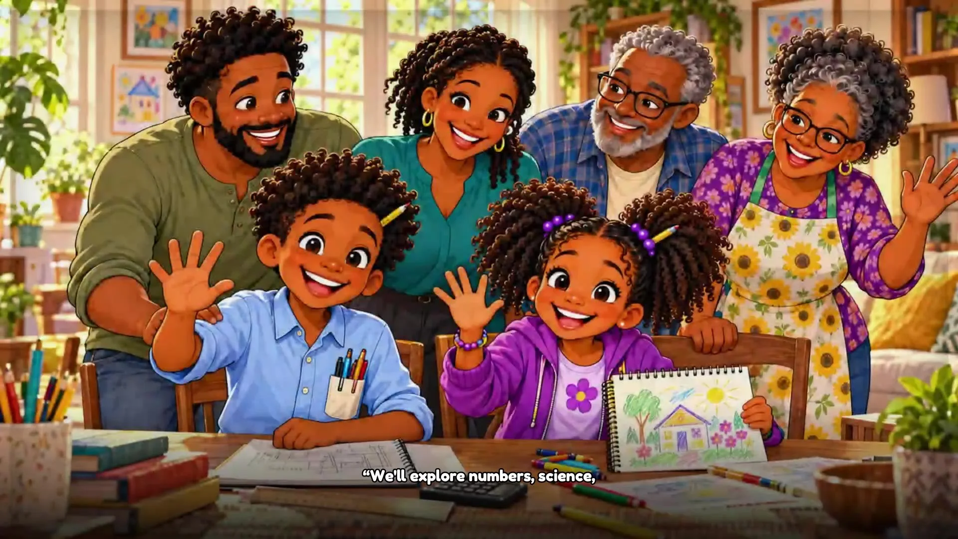The Pencils family together in their home, from Welcome to Our Home.