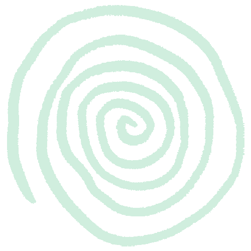 A light-colored spiral design on a black background.
