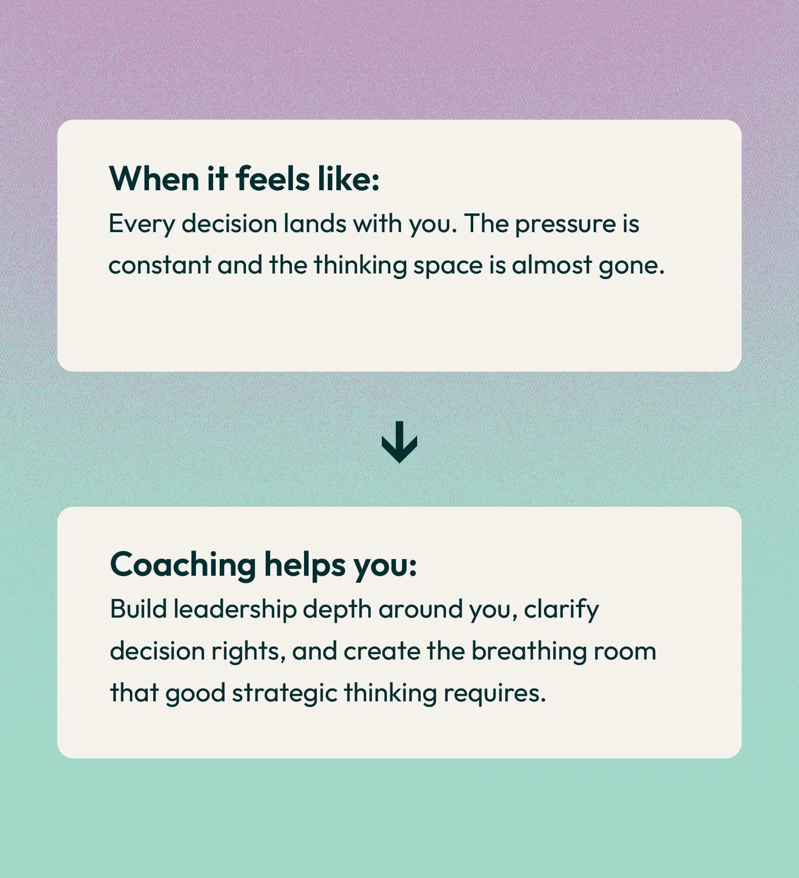 Inspirational digital graphic with tips about decision-making and leadership, featuring a purple and green gradient background.
