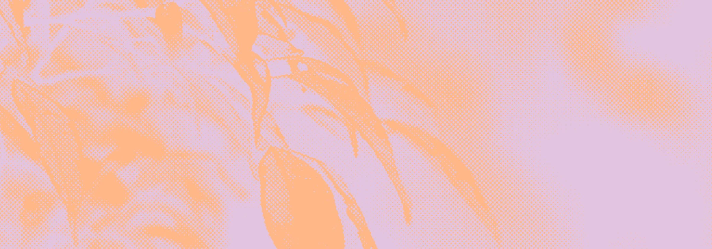 A pastel-colored, abstract image with orange lines and shapes on a pink and light purple background.