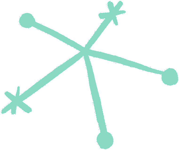Light blue atomic model or molecule diagram with a nucleus at the center and electrons orbiting.