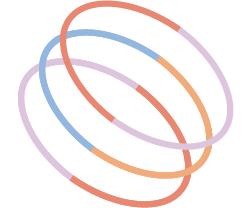 Overlapping colorful ovals in pastel shades