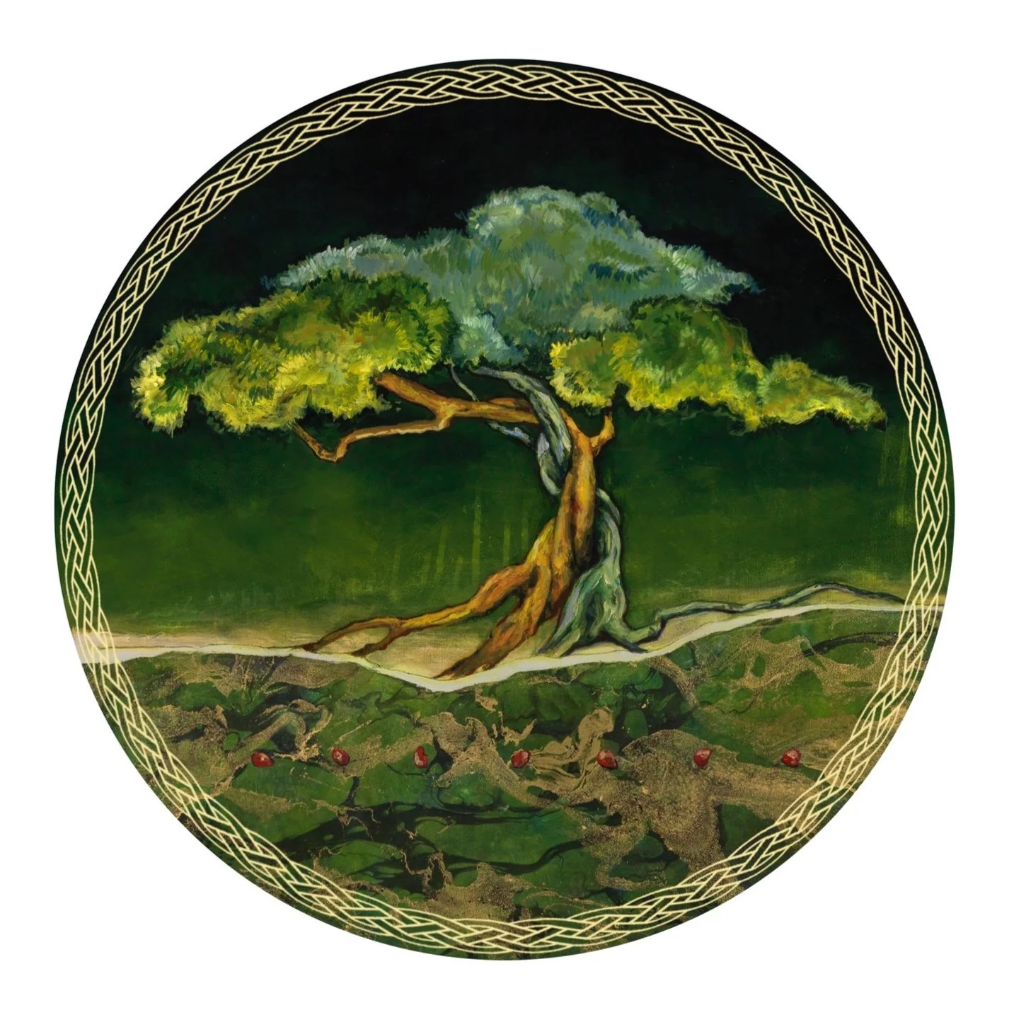 Greenwood Logo of tree and celtic knot