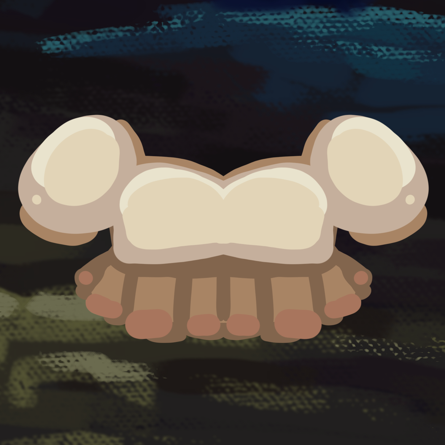 Illustration of a cartoon turtle with a rounded shell and large head, on a dark and textured background.