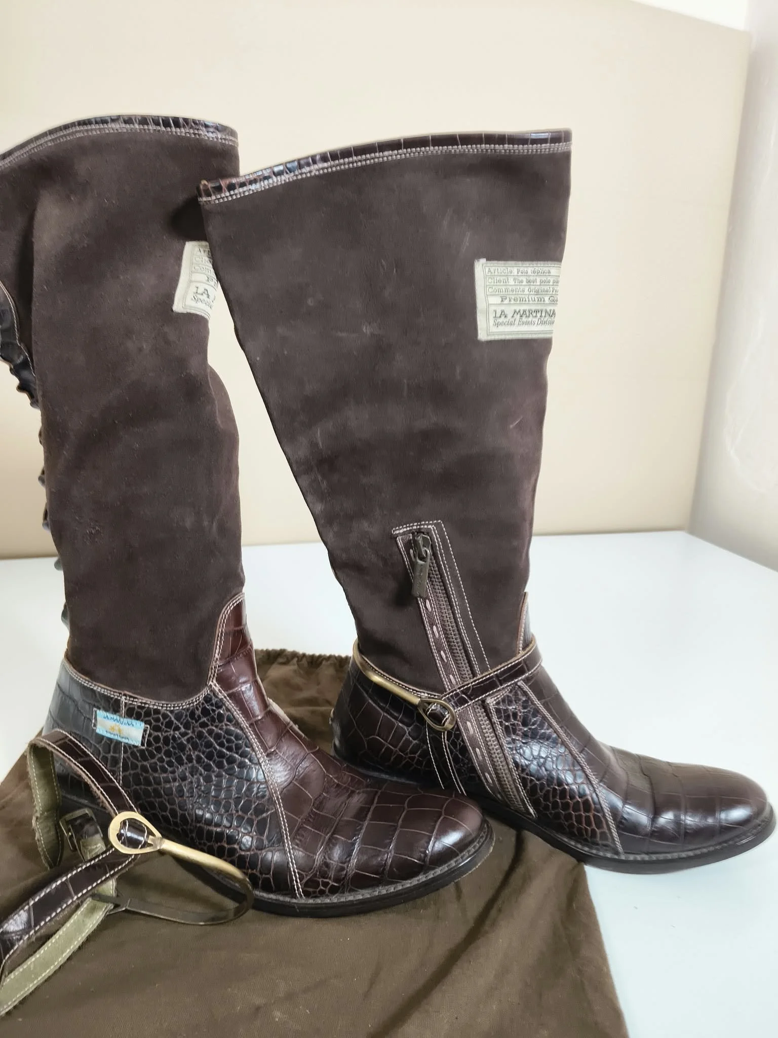 Botas altas La Martina de piel y ante. Talla 38