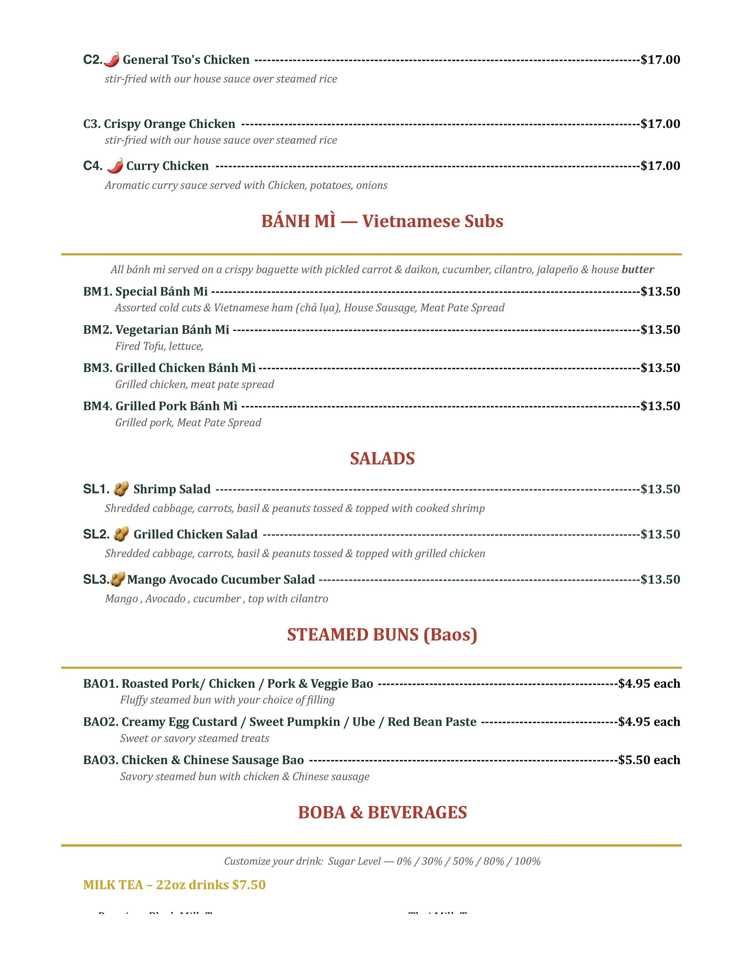 Menu of Pho Ever Best Vietnamese food  in White Marsh, MD