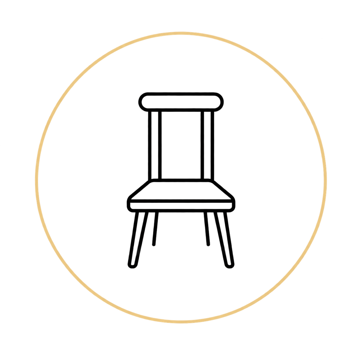 Black silhouette of a wristwatch with a gold outline, showing a simple round face with no numbers, and two hands indicating the time.