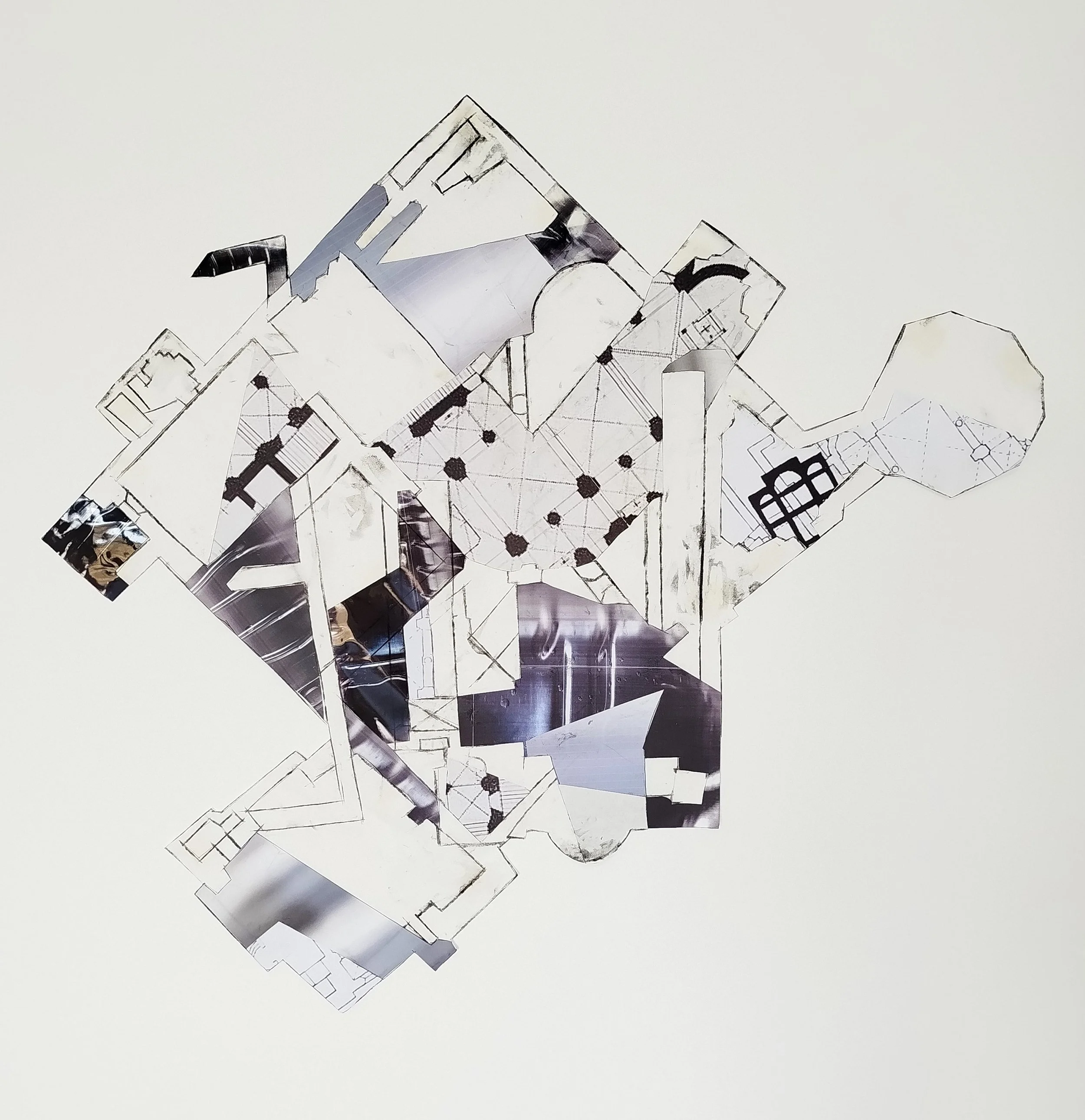 ichnographies: salzburg series, pencil and collage on paper, 2026.