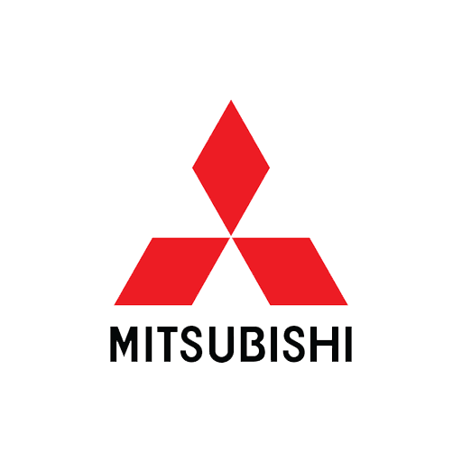 Mitsubishi logo with three red diamonds and the word 'MITSUBISHI' below.