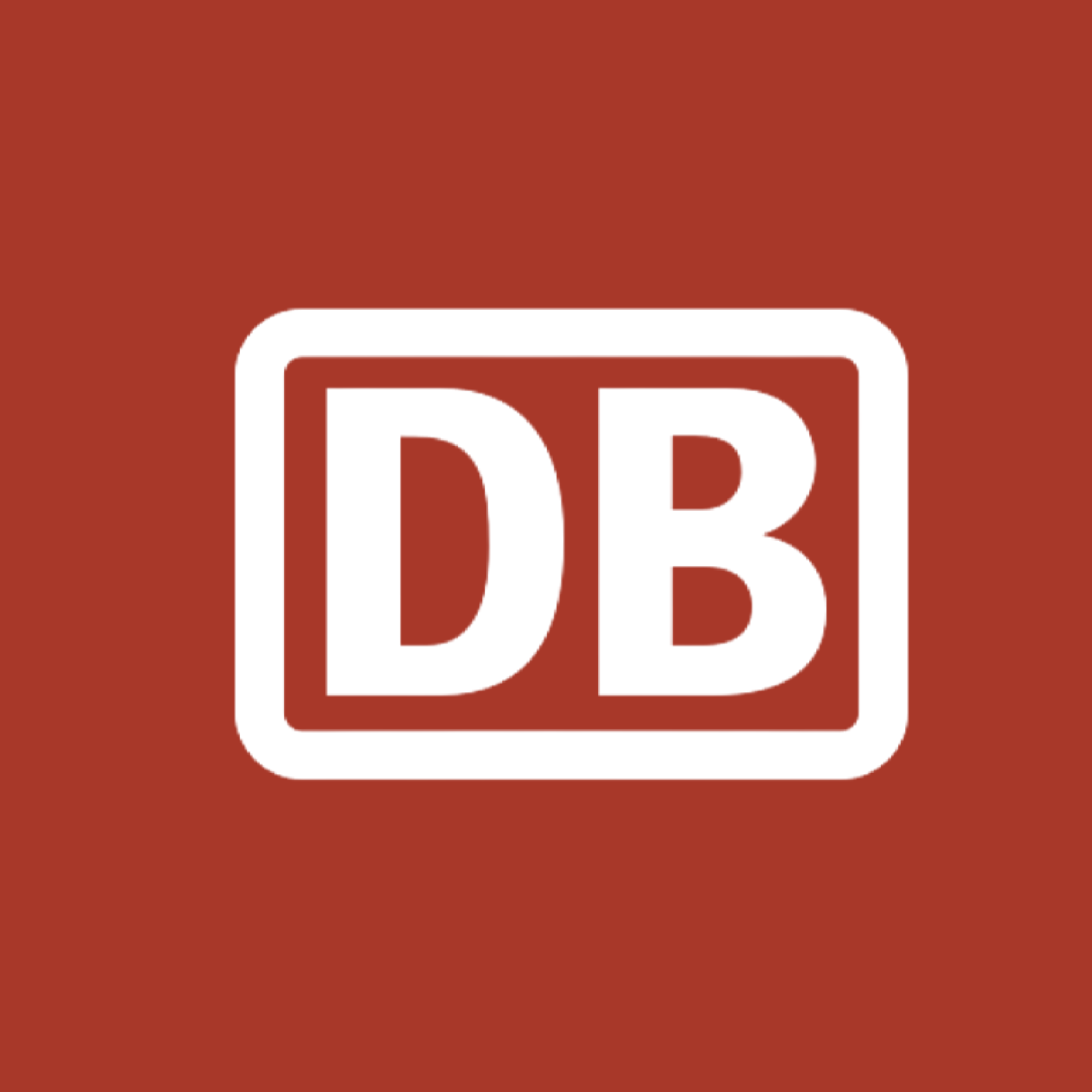 Red background with a white square outline containing the letters 'DR' in bold, stylized font.