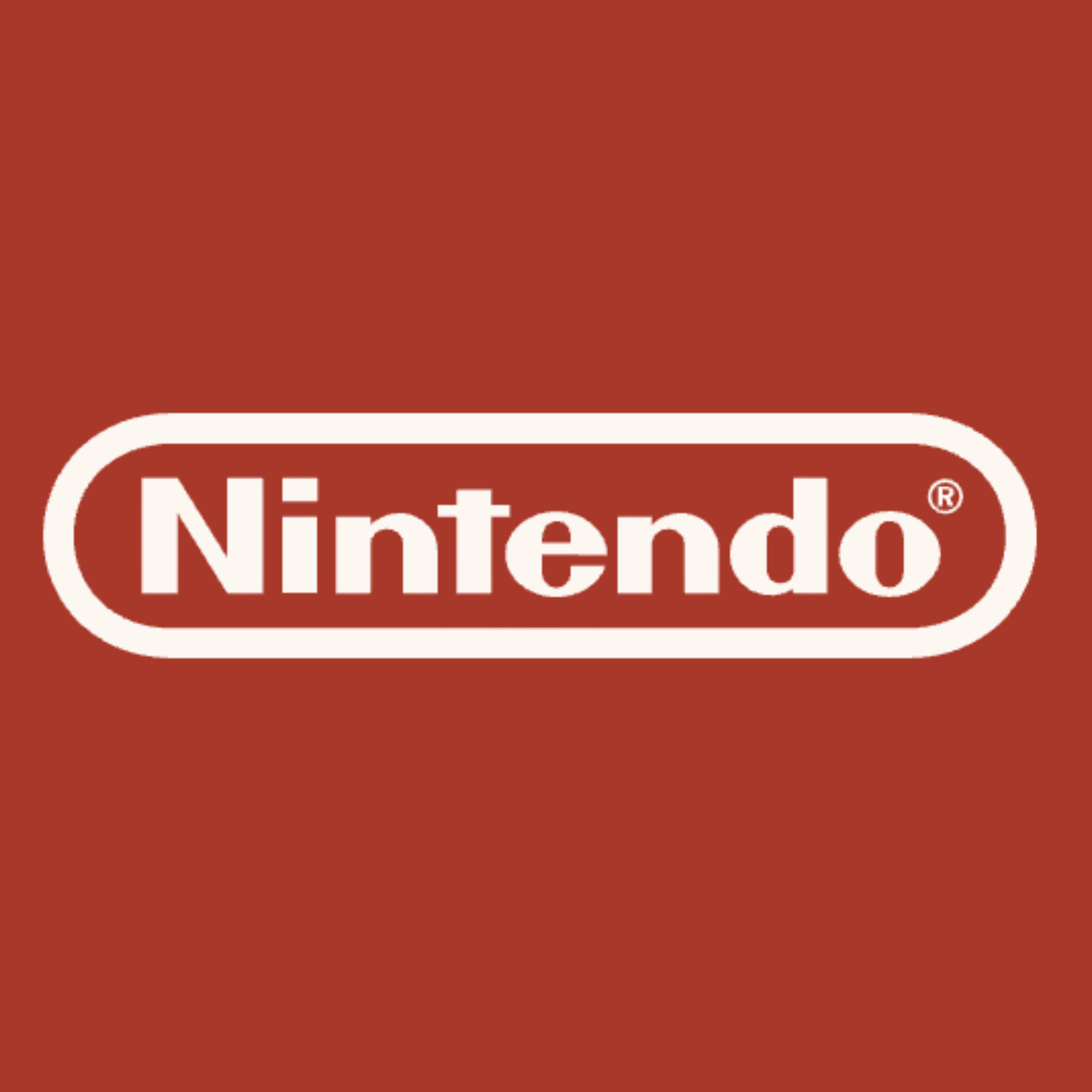 Close-up of the Nintendo logo on a red background.