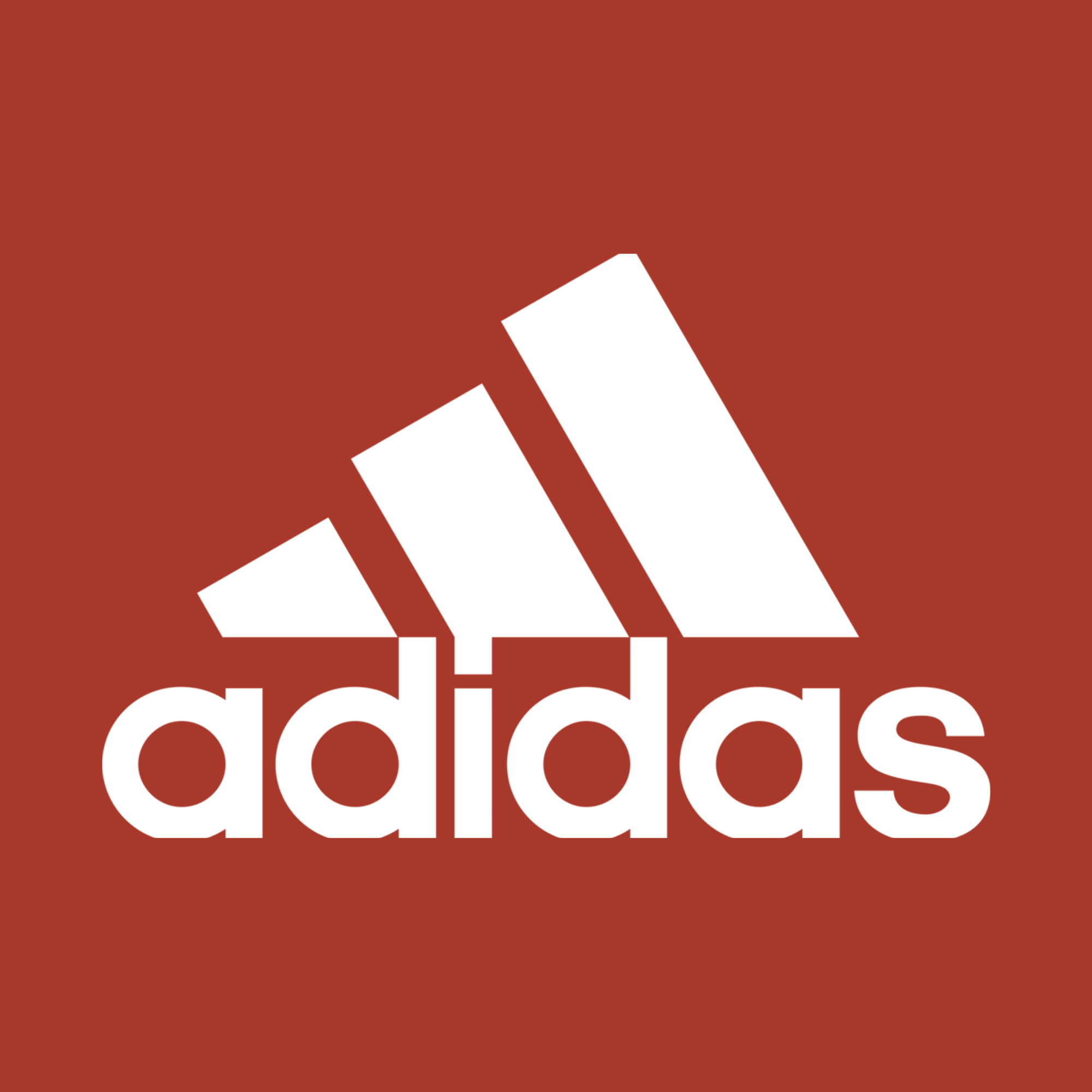 This is a graphic featuring the word 'adidas' in large white letters on a maroon background with part of the logo visible.