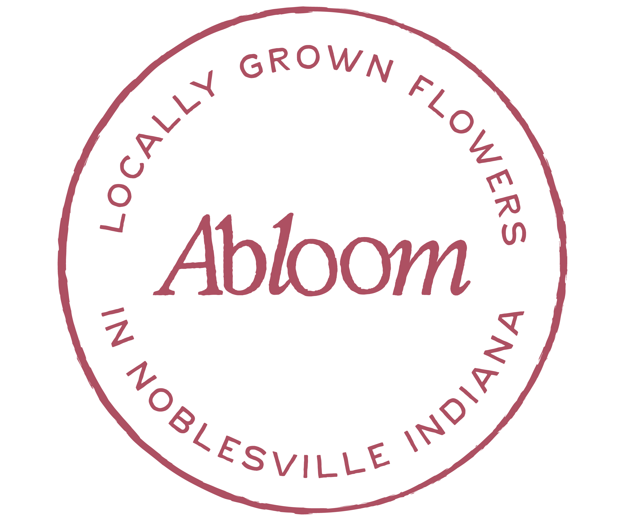 Close-up of a circular logo with the text "Local Allly Grown Flower" on the top arc and "Nashville Tennessee" on the bottom arc, with pinkish-purple lettering.