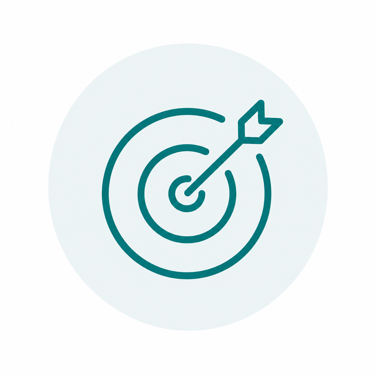 Icon of a target with an arrow hitting the bullseye, symbolizing goal achievement or accuracy.