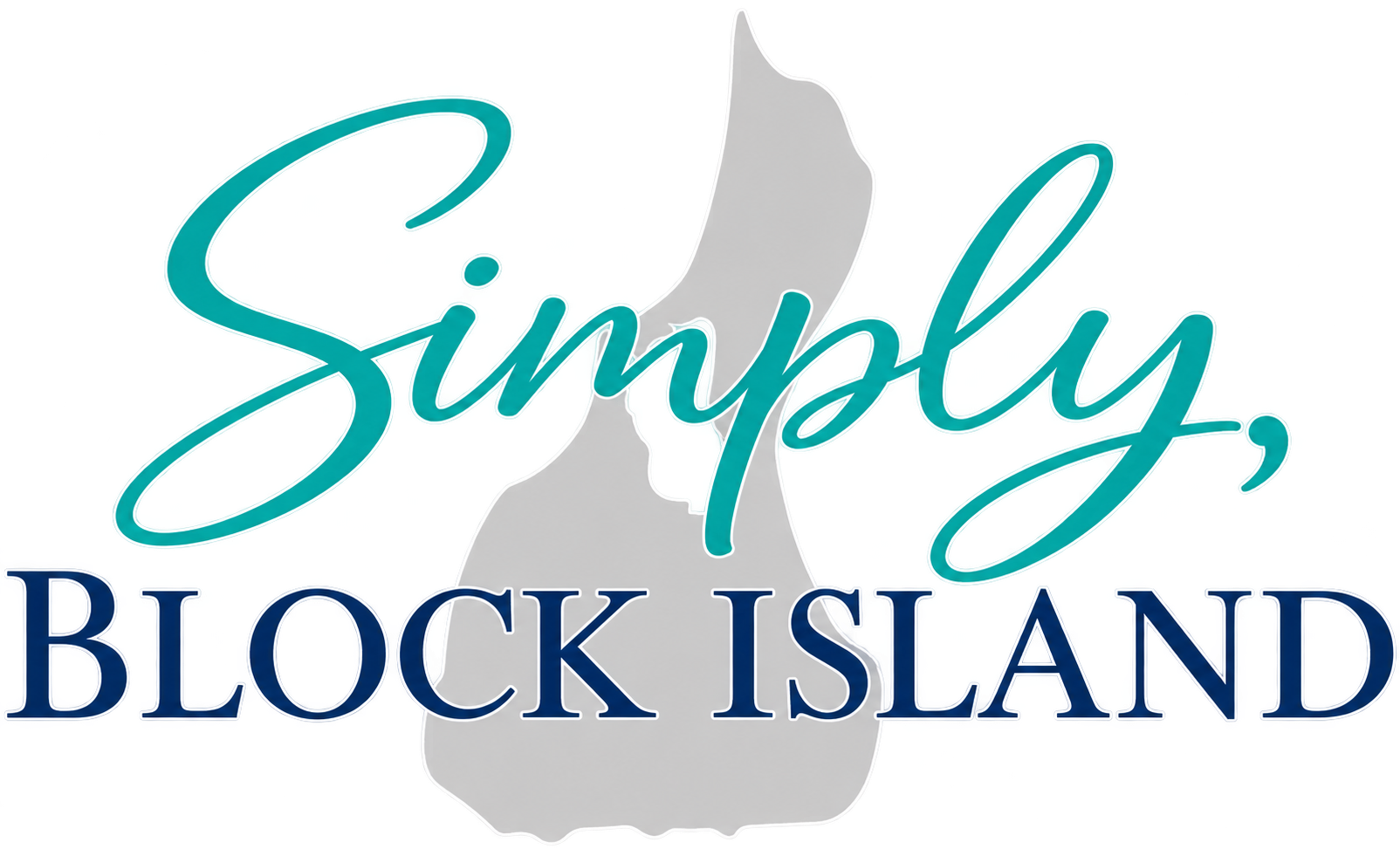 Simply Block Island logo with a Block Island outline, a brand by Merci La Vie