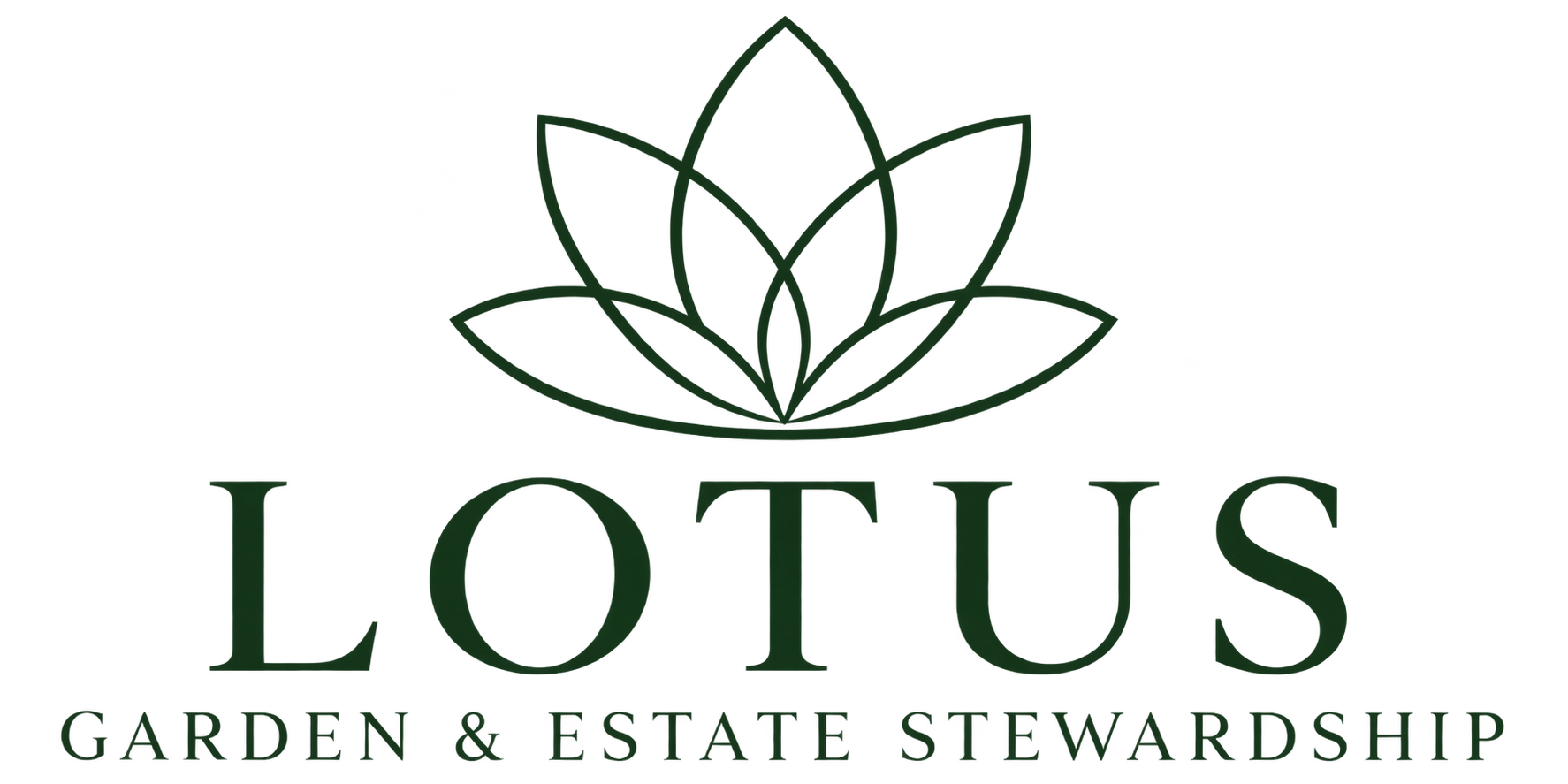 A logo for Lotus Garden & Estate Stewardship featuring a stylized lotus flower above the word 'LOTUS' and the tagline 'Garden & Estate Stewardship'.