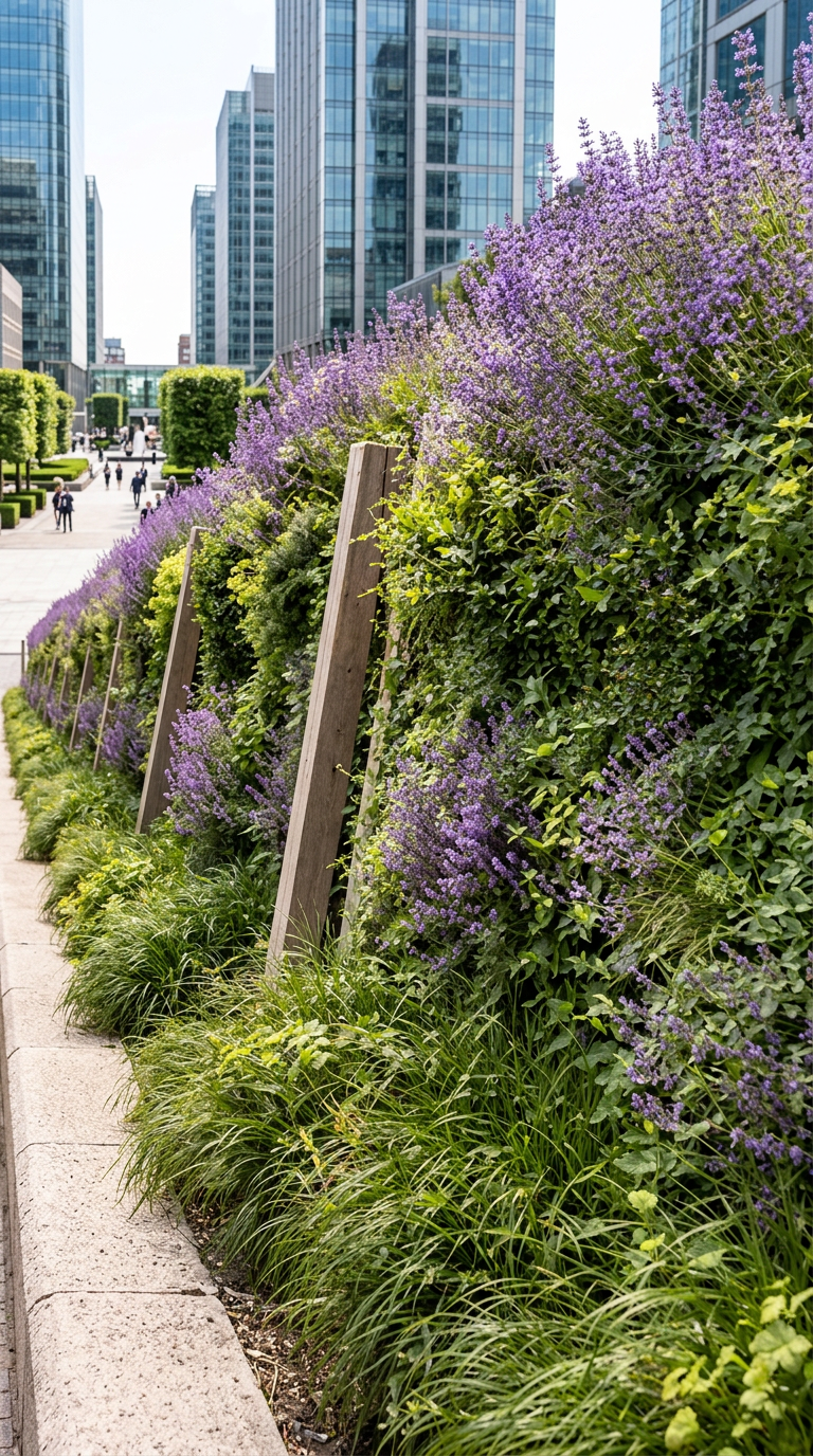 Close visualisation of EcoShield planting in a business district