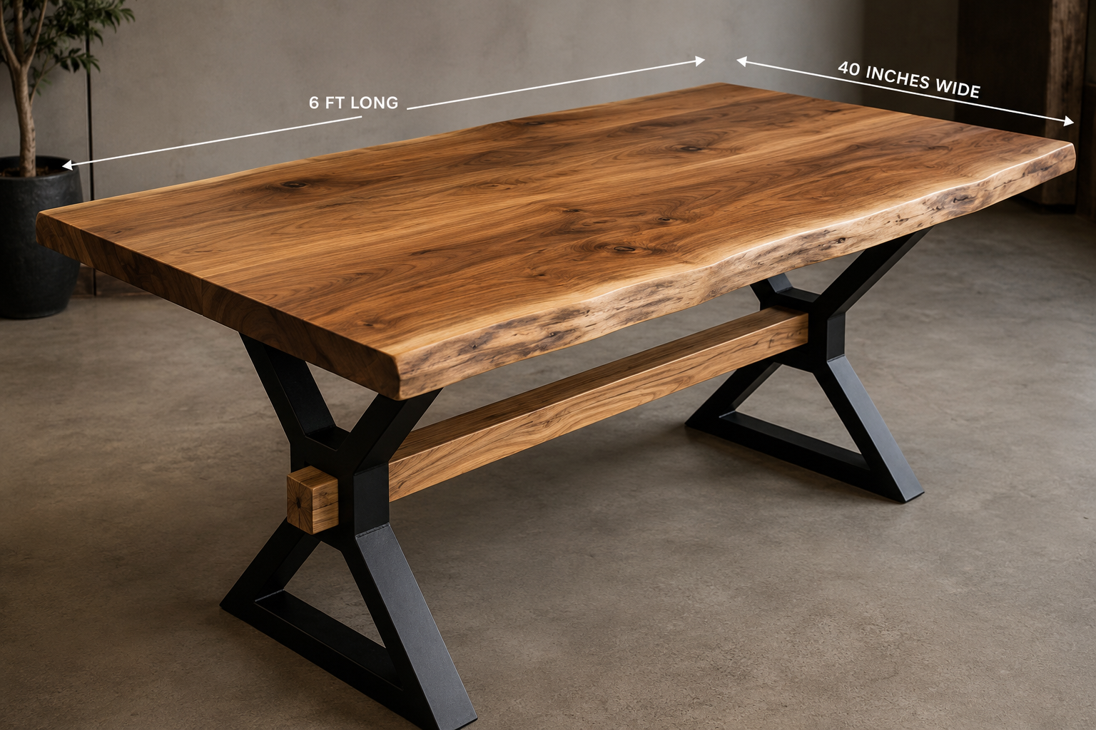 Custom Live-Edge Hickory Dining Table