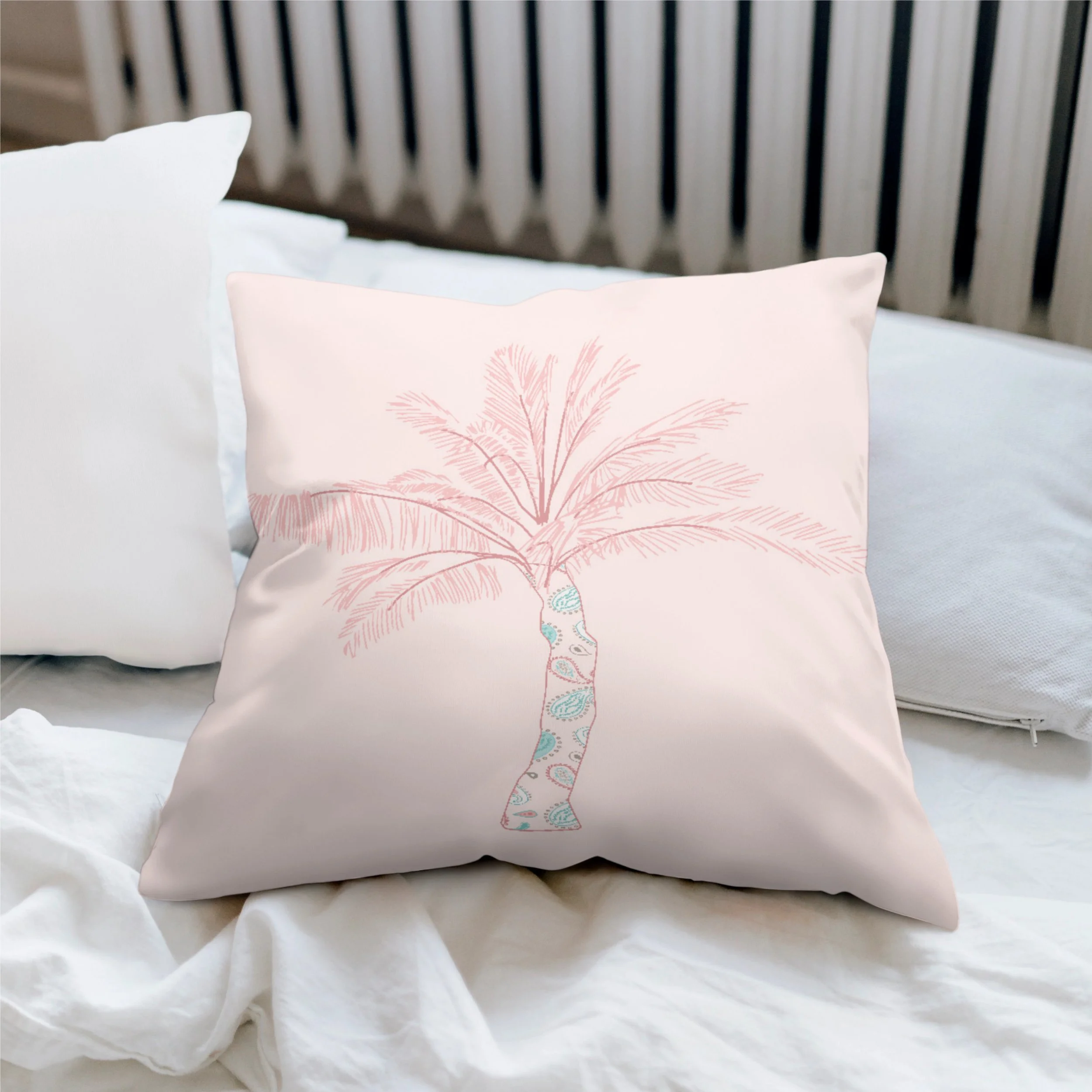 Paisley Palm Tree - 
A dreamy tropical palm in soft blush, inspired by warm breezes and quiet island days.