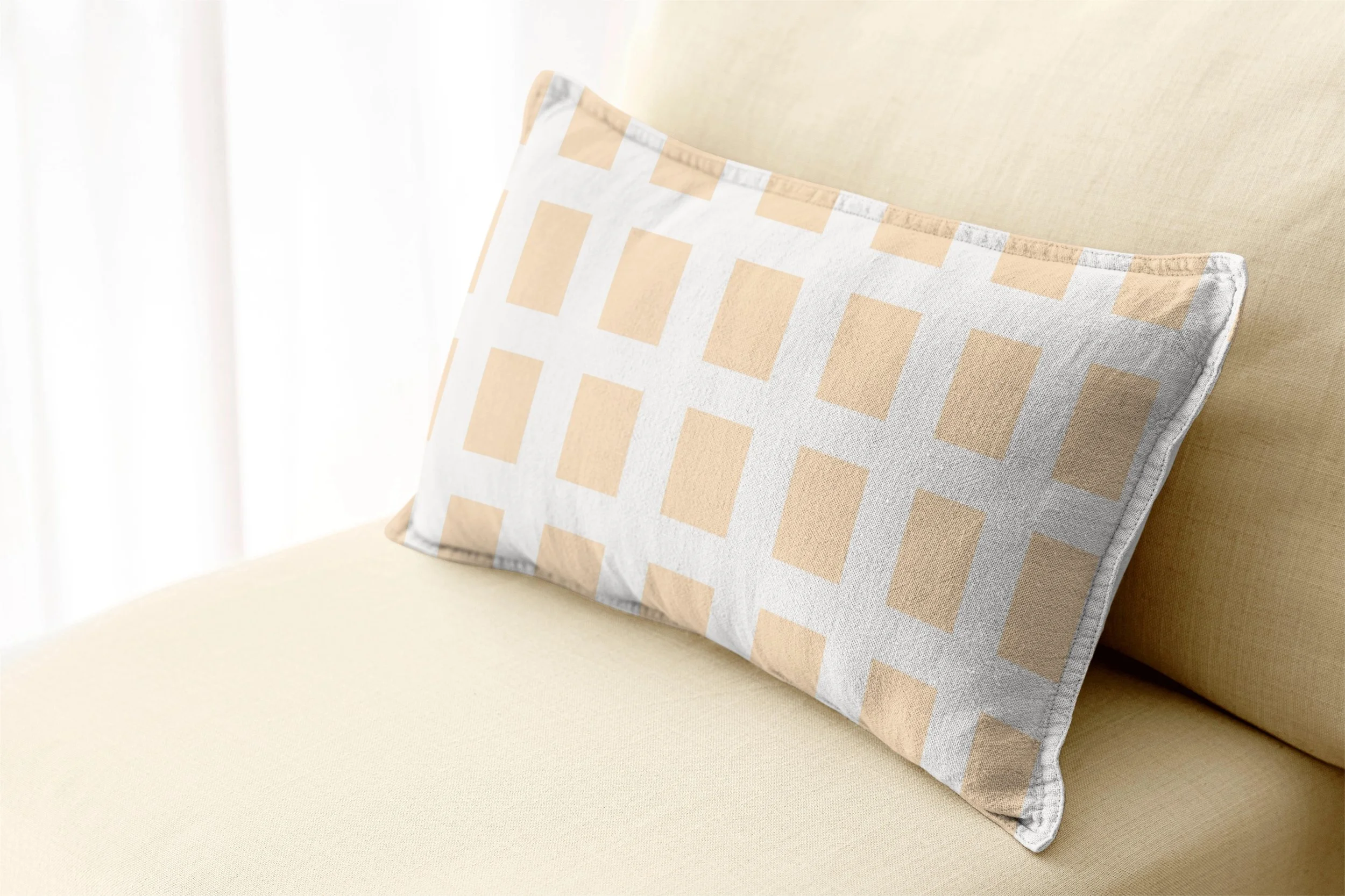 Soft Honey Squares – Cheerful honey yellow squares on warm cream bring a little sunshine and playful charm to your sofa, bed or favourite cozy corner.