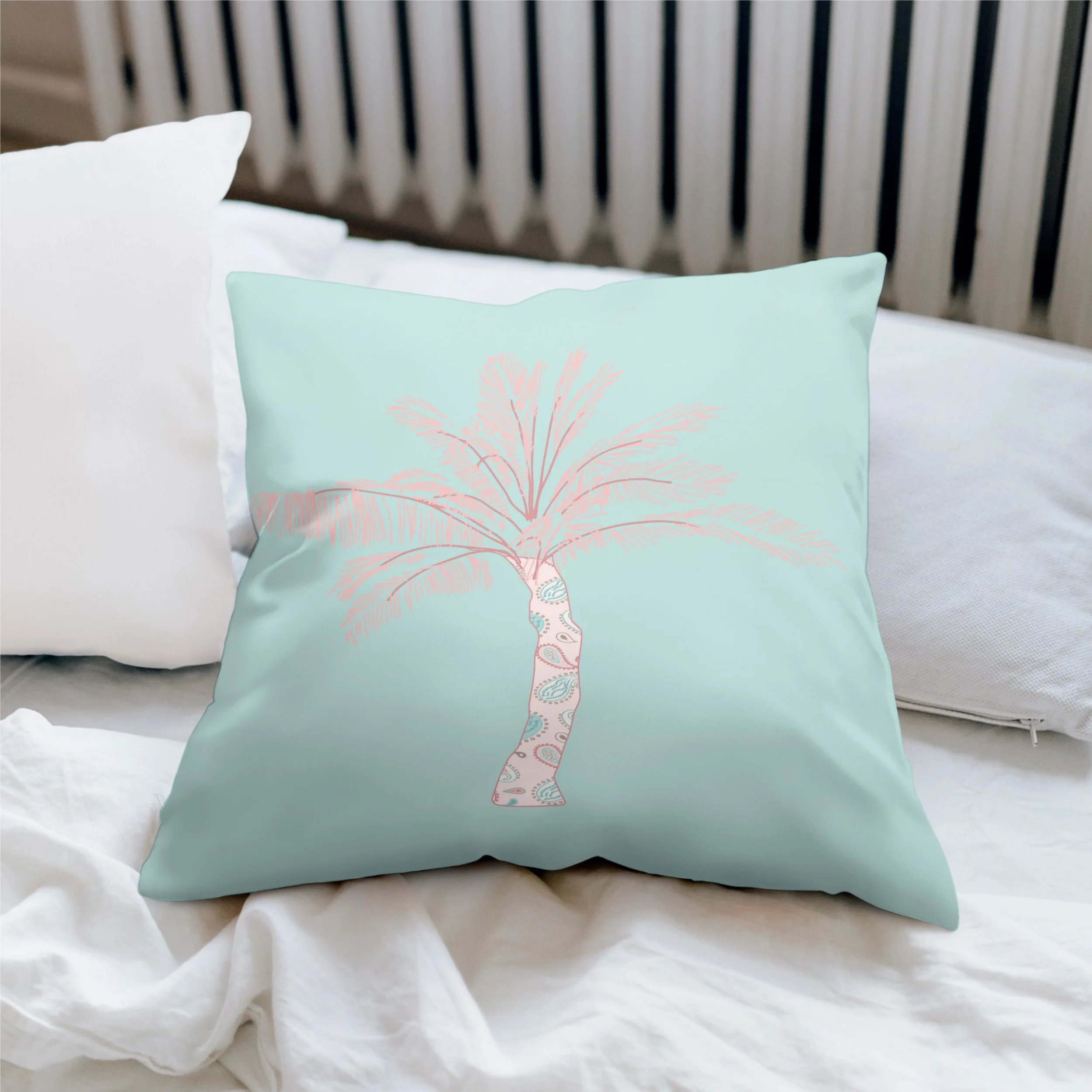 Paisley Palm Tree - 
A dreamy tropical palm in soft aqua, inspired by warm breezes and quiet island days.